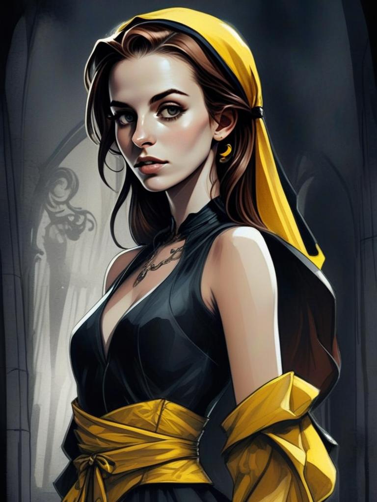 Elegant Woman with Yellow Headscarf Elegant Woman with Yellow Headscarf