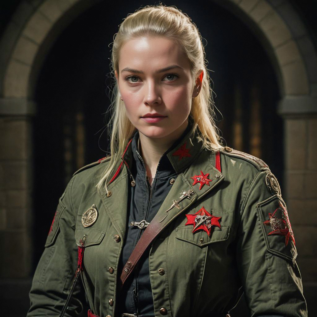 Confident Woman in Military Jacket