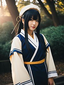 Realistic Photo of Woman Cosplaying Narumi Osonoe in Traditional Style Costume