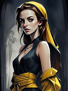 Elegant Woman with Yellow Headscarf