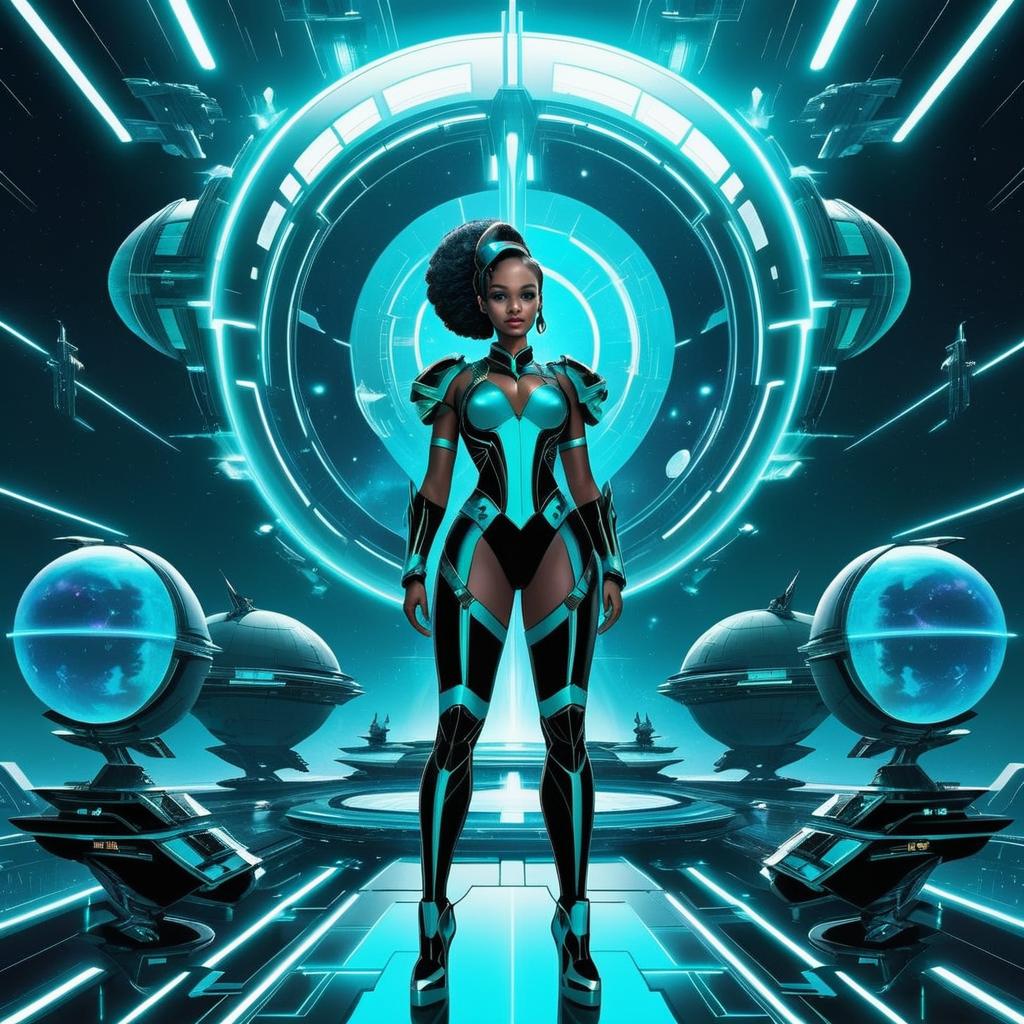 Futuristic Woman in High-Tech Environment