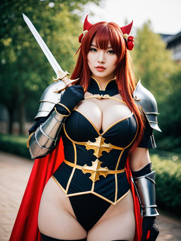 Murata Himeko Vermillion Knight Cosplay with Sword and Armor