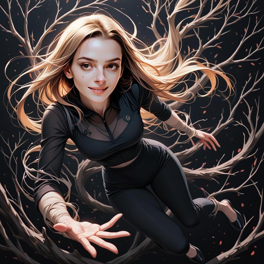 Dynamic Woman in Black Athletic Outfit with Blonde Hair Dynamic Woman in Black Athletic Outfit with Blonde Hair