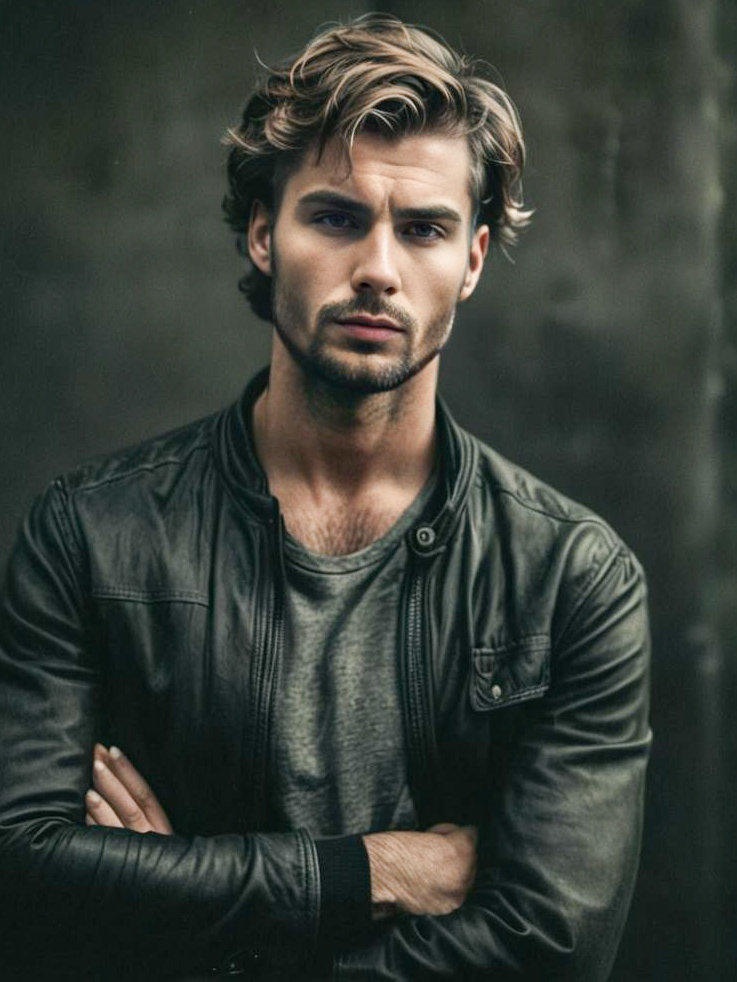 Confident Man in Leather Jacket