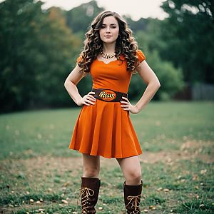 Confident Woman in Orange Dress Outdoors