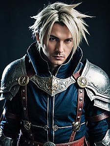 Photorealistic Final Fantasy Man Cosplay Portrait with Detailed Armor