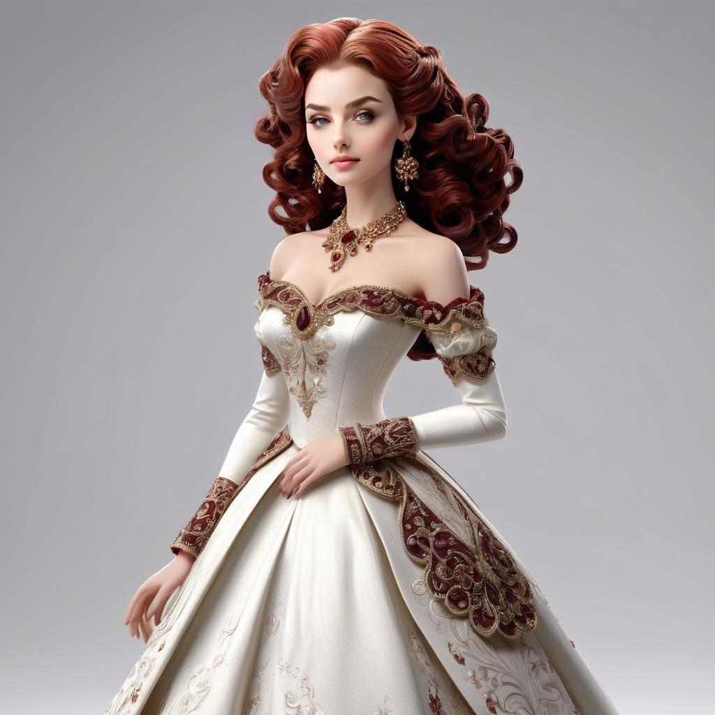 Elegant Woman in Vintage Ball Gown