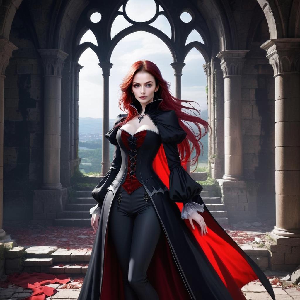 Striking Woman in Gothic Archway Striking Woman in Gothic Archway