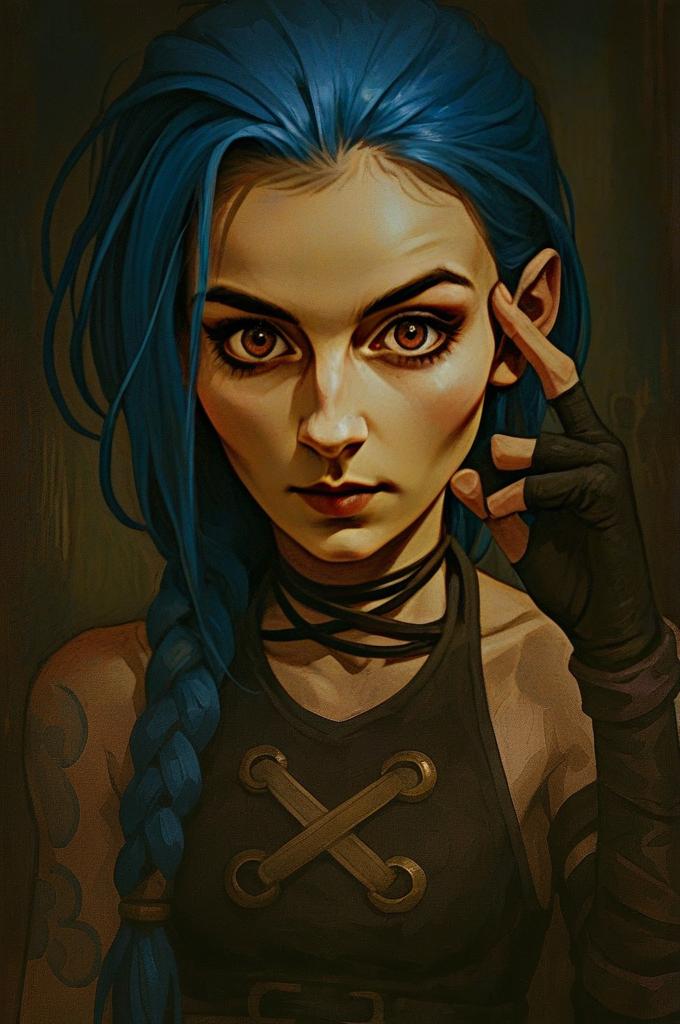 Woman with Blue Hair and Intense Eyes Woman with Blue Hair and Intense Eyes