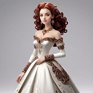 Elegant Woman in Vintage Ball Gown