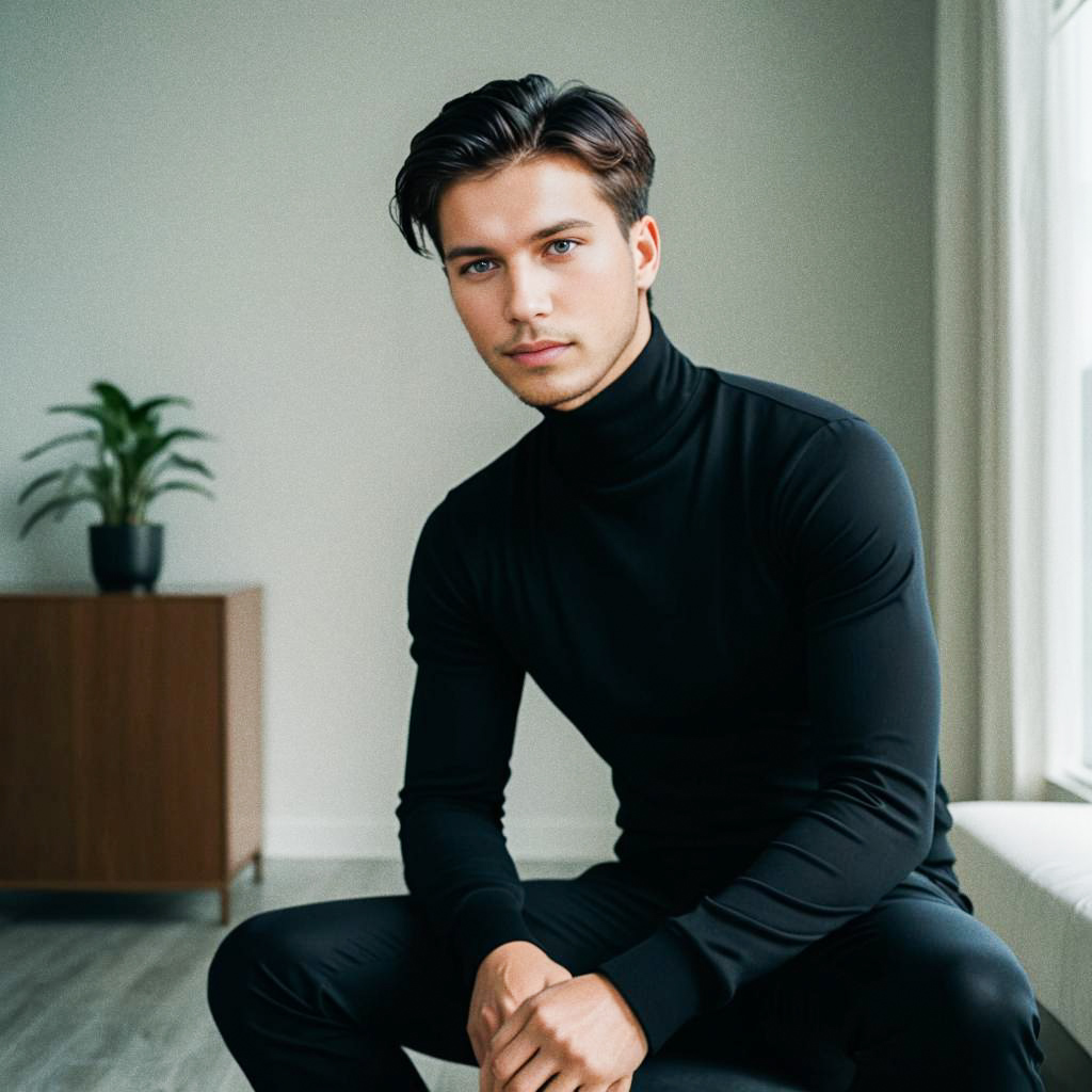 Stylish Young Man in Minimalistic Interior