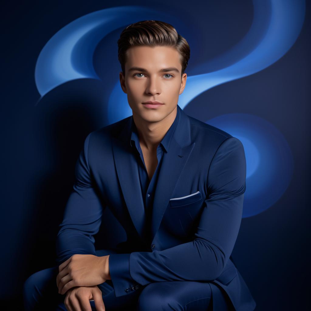 Stylish Young Man in Blue Suit