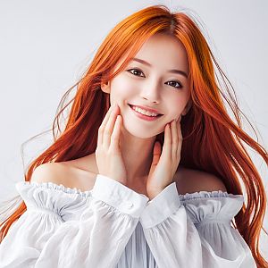 Young Woman with Red Hair Smiling