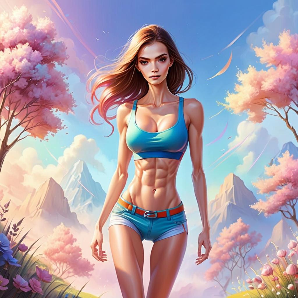 Athletic Woman in Fantasy Landscape