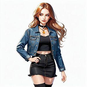 Stylish Young Woman in Denim Jacket