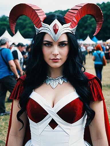 Woman in Lilith Goddess Costume Candid Cosplay Portrait at Festival