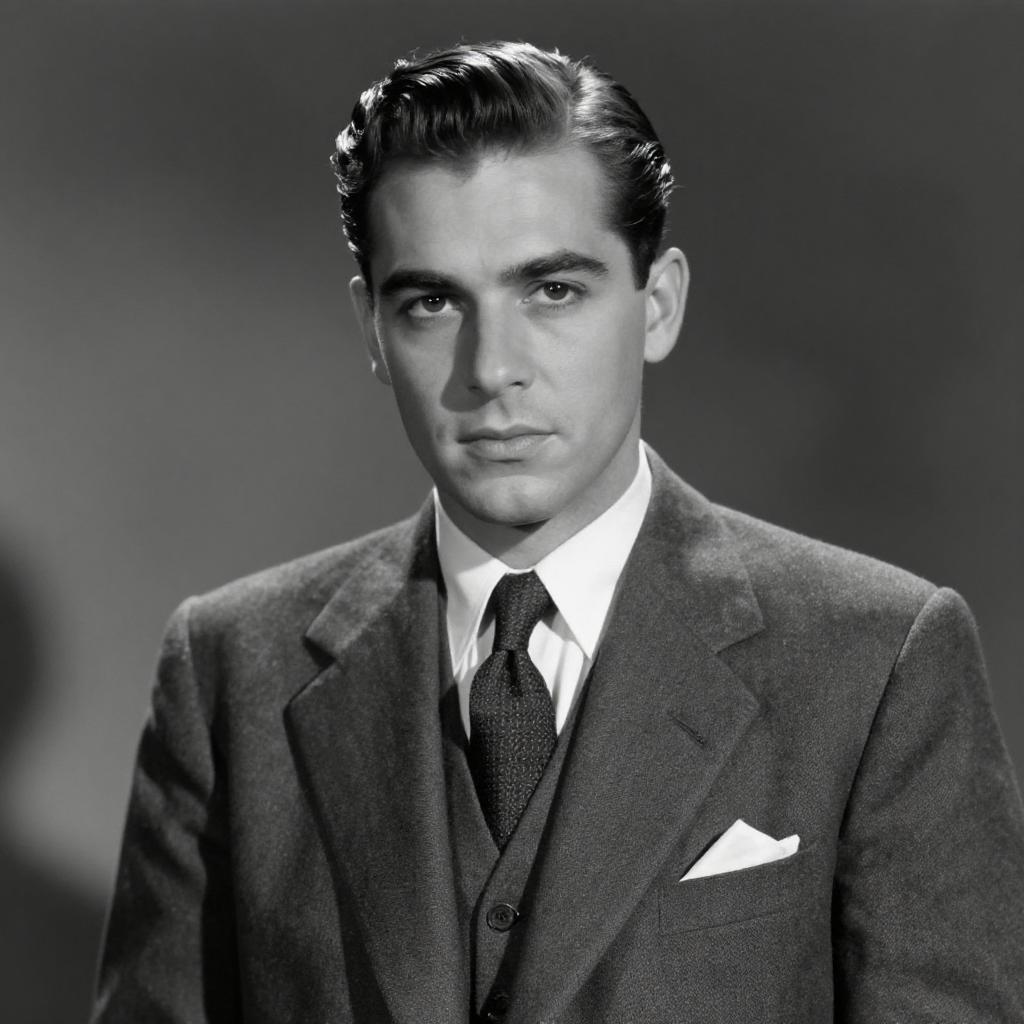 Vintage Black and White Portrait of Young Man in Formal Suit