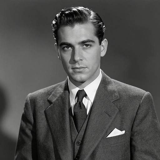 Vintage Black and White Portrait of Young Man in Formal Suit