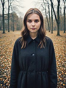 Young Woman in Autumn Forest