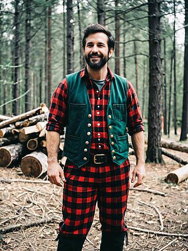 Man in Lumberjack Costume Candid Cosplay Portrait in Outdoor Forest