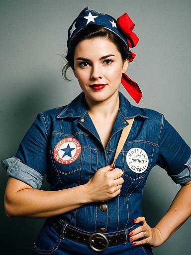 Woman in Rosie the Riveter Costume Cosplay Festival Portrait