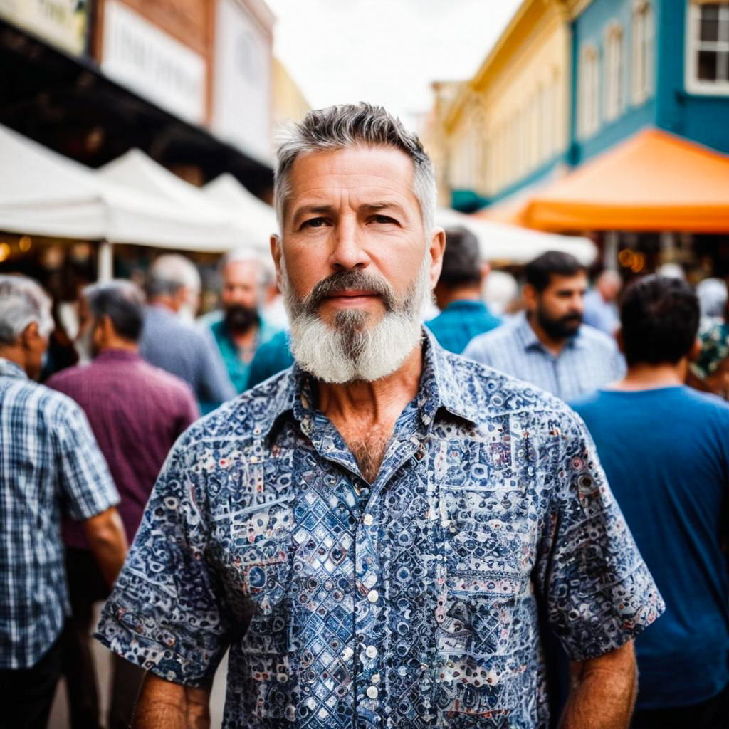 Confident Man in Outdoor Market Confident Man in Outdoor Market