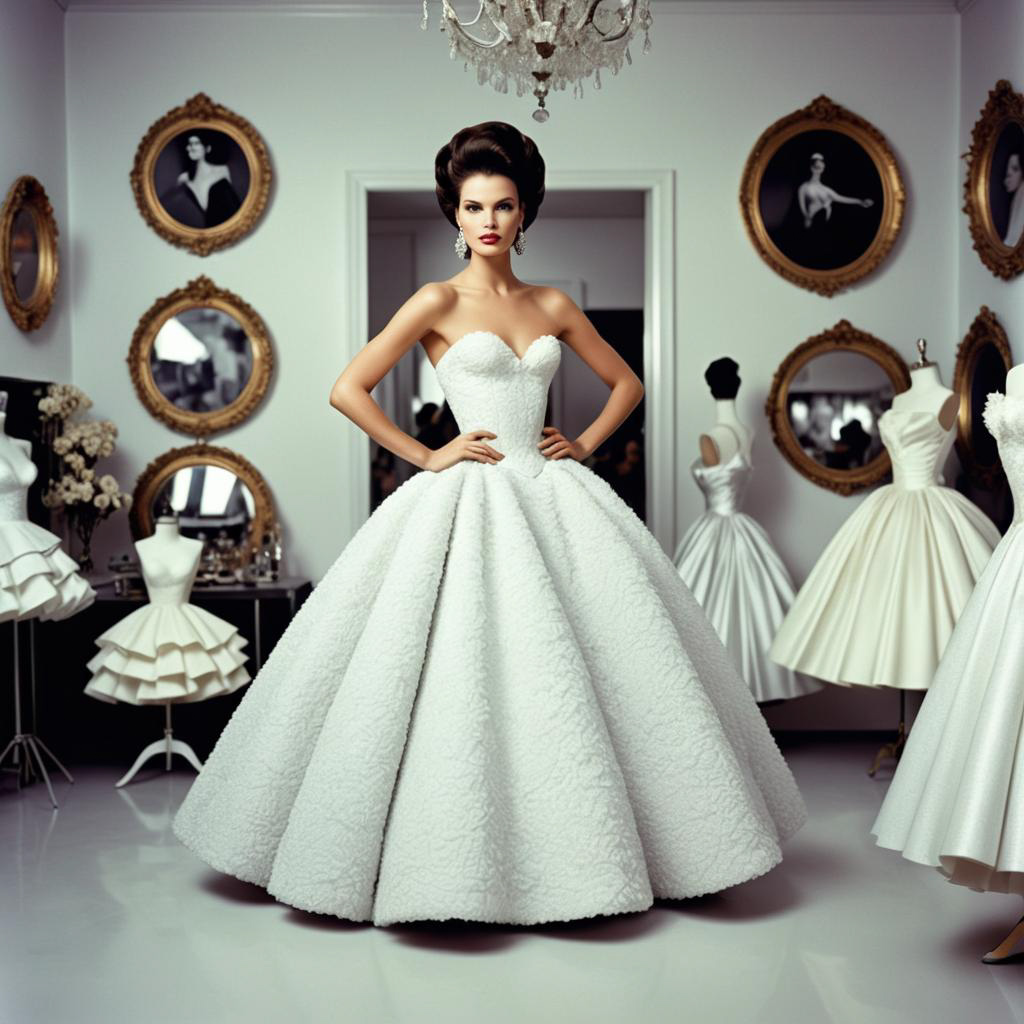 Elegant Woman in Vintage White Gown