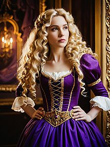 Young Woman in Purple Renaissance Gown