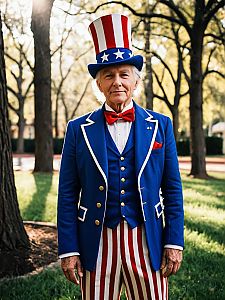 Elderly Man in Patriotic Costume