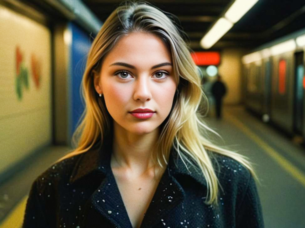 Confident Young Woman in Subway