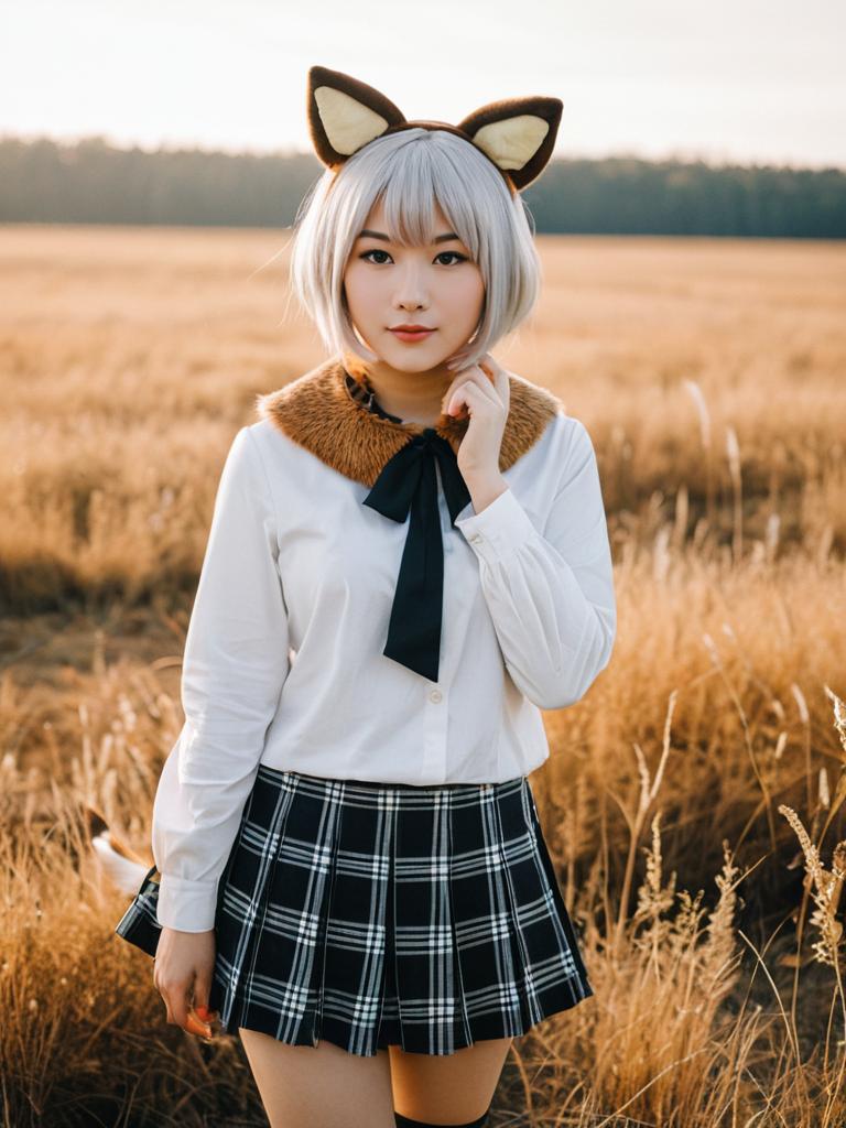Black-Tailed Prairie Dog Kemono Friends Cosplay in Golden Field
