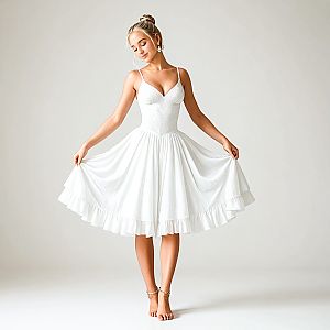 Young Woman in Elegant White Dress