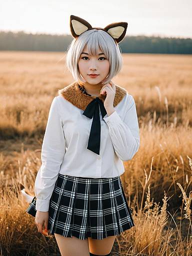 Black-Tailed Prairie Dog Kemono Friends Cosplay in Golden Field