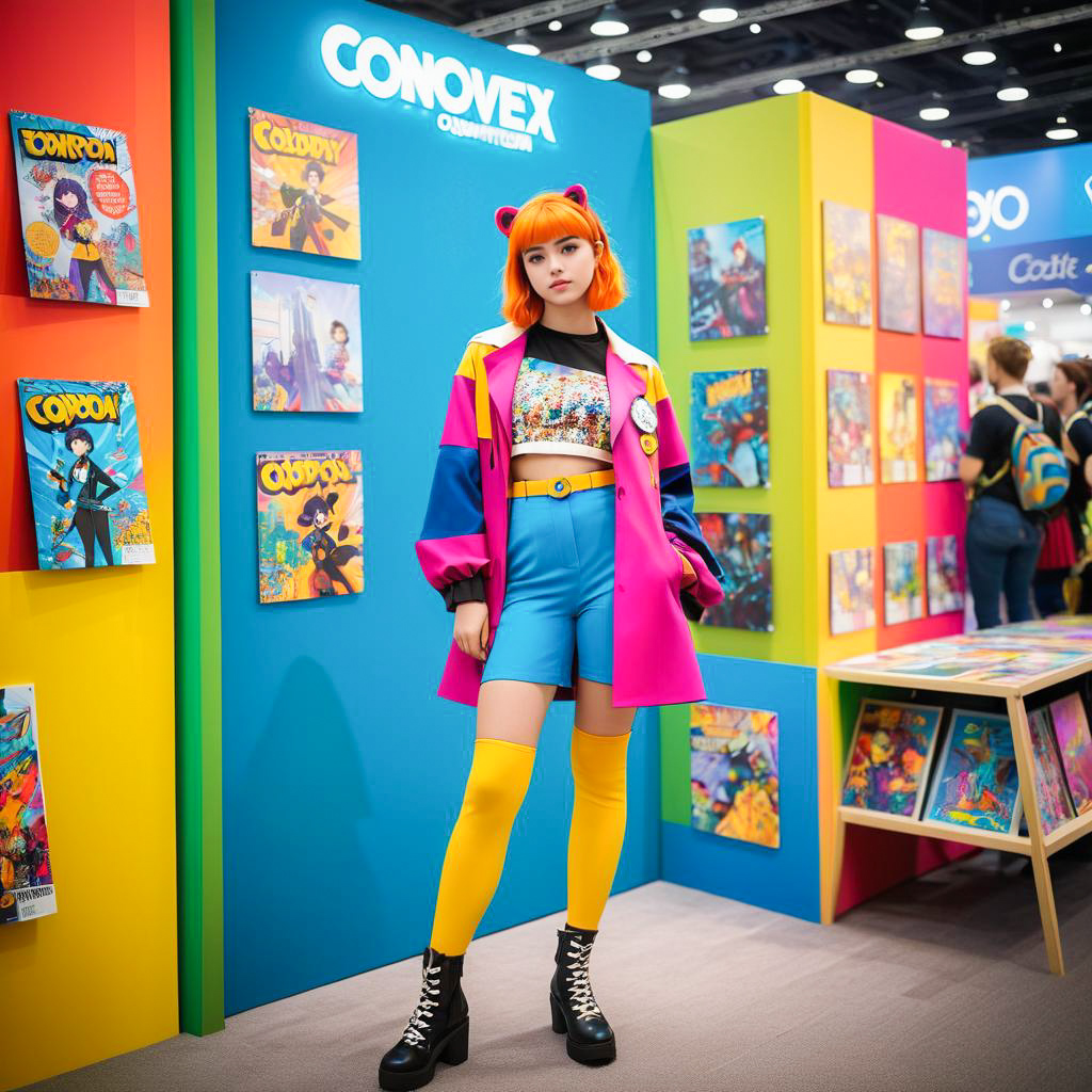 Stylish Woman with Orange Hair at Comic Convention