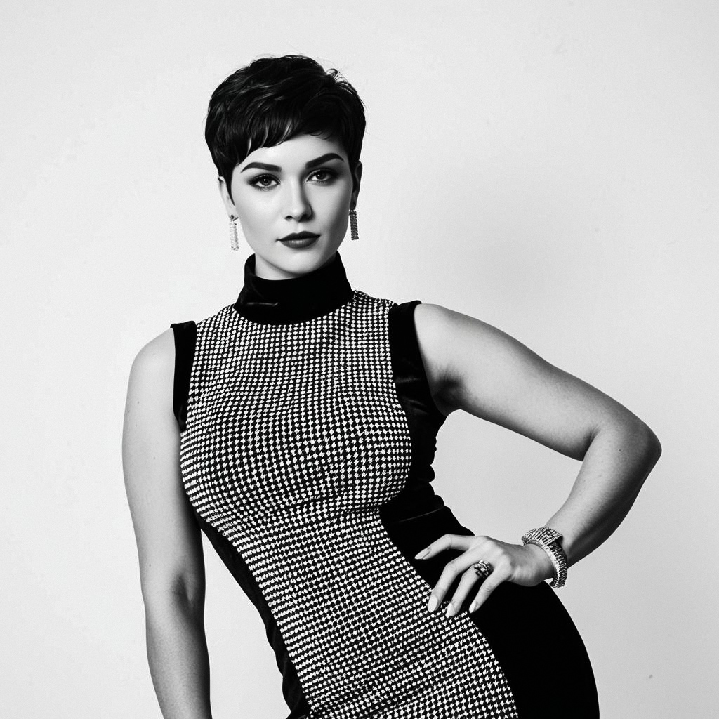 Stylish Woman in Houndstooth Dress Stylish Woman in Houndstooth Dress
