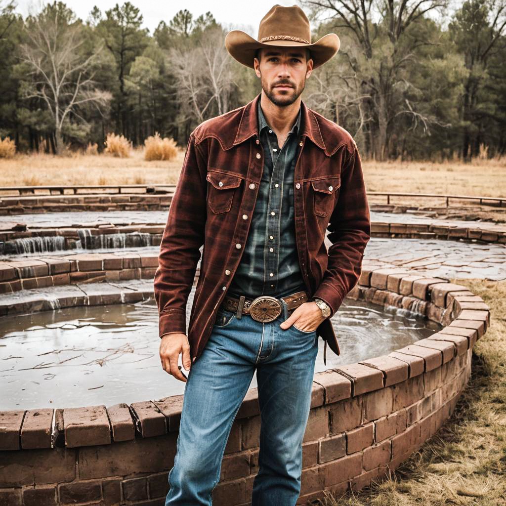 Rugged Cowboy by Serene Water Feature