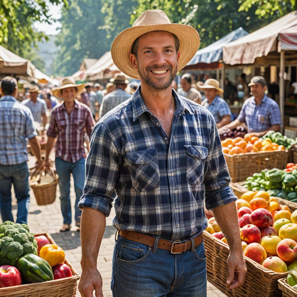 Smiling Man at Farmers' Market