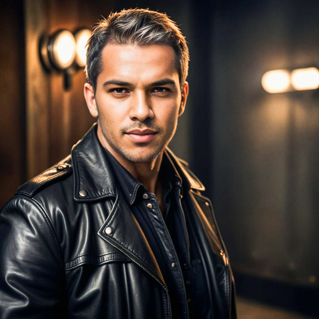 Confident Young Man in Leather Jacket