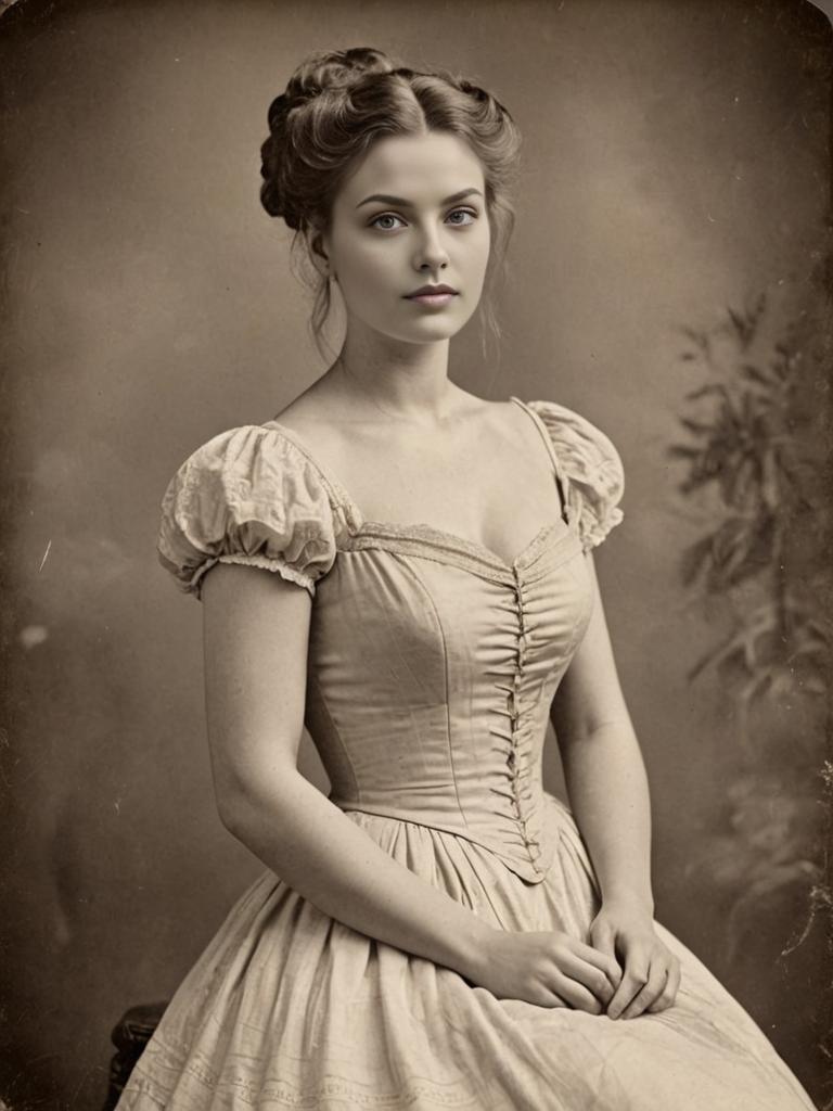 Vintage Woman in Elegant Dress