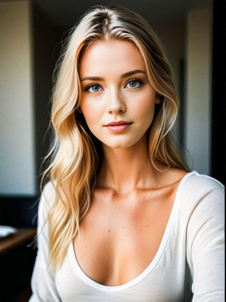 Serene Woman with Blonde Hair in Natural Light