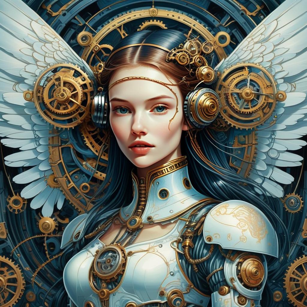 Futuristic Steampunk Woman with Wings