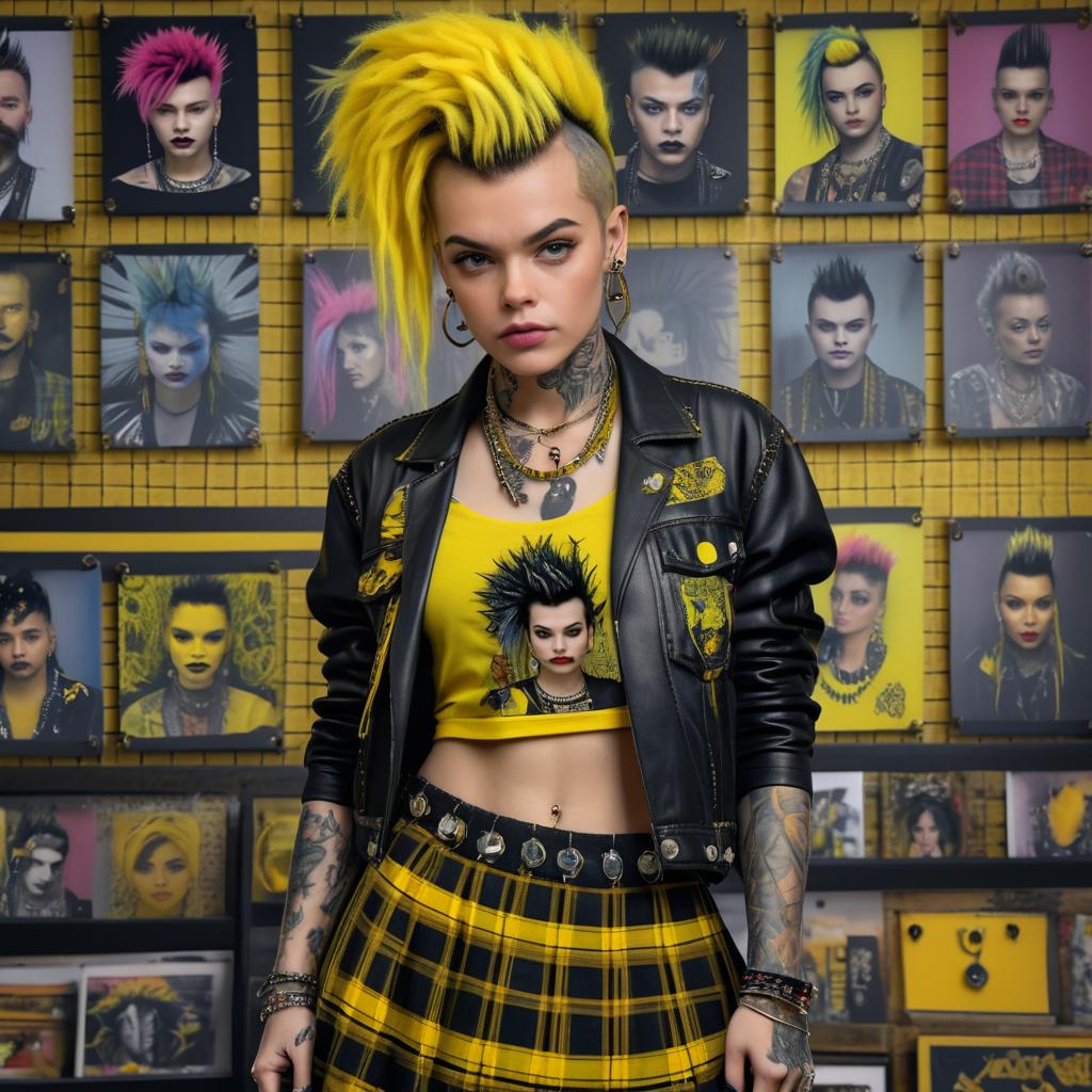 Punk Woman with Yellow Hair in Edgy Style