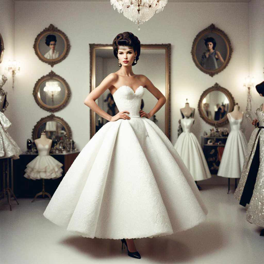 Elegant Model in Classic White Gown