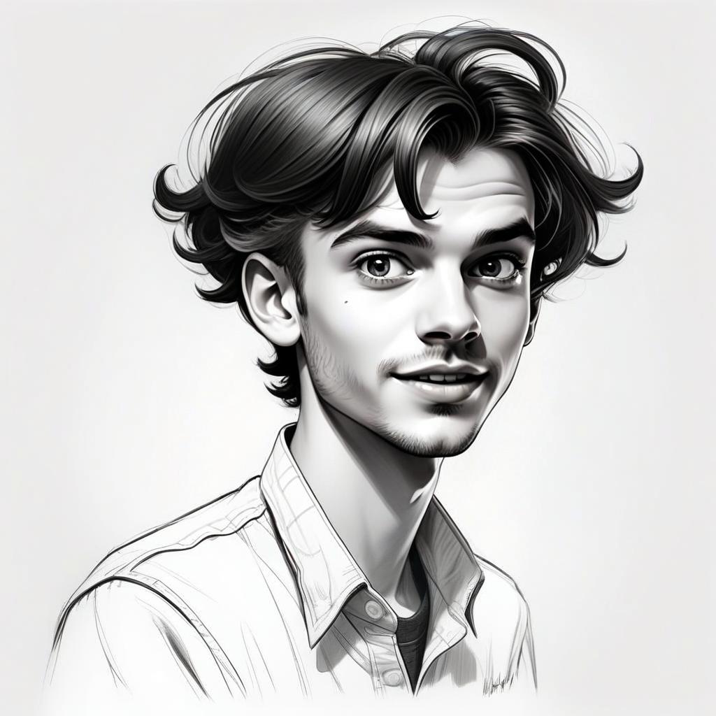 Black and White Portrait of a Young Man Black and White Portrait of a Young Man