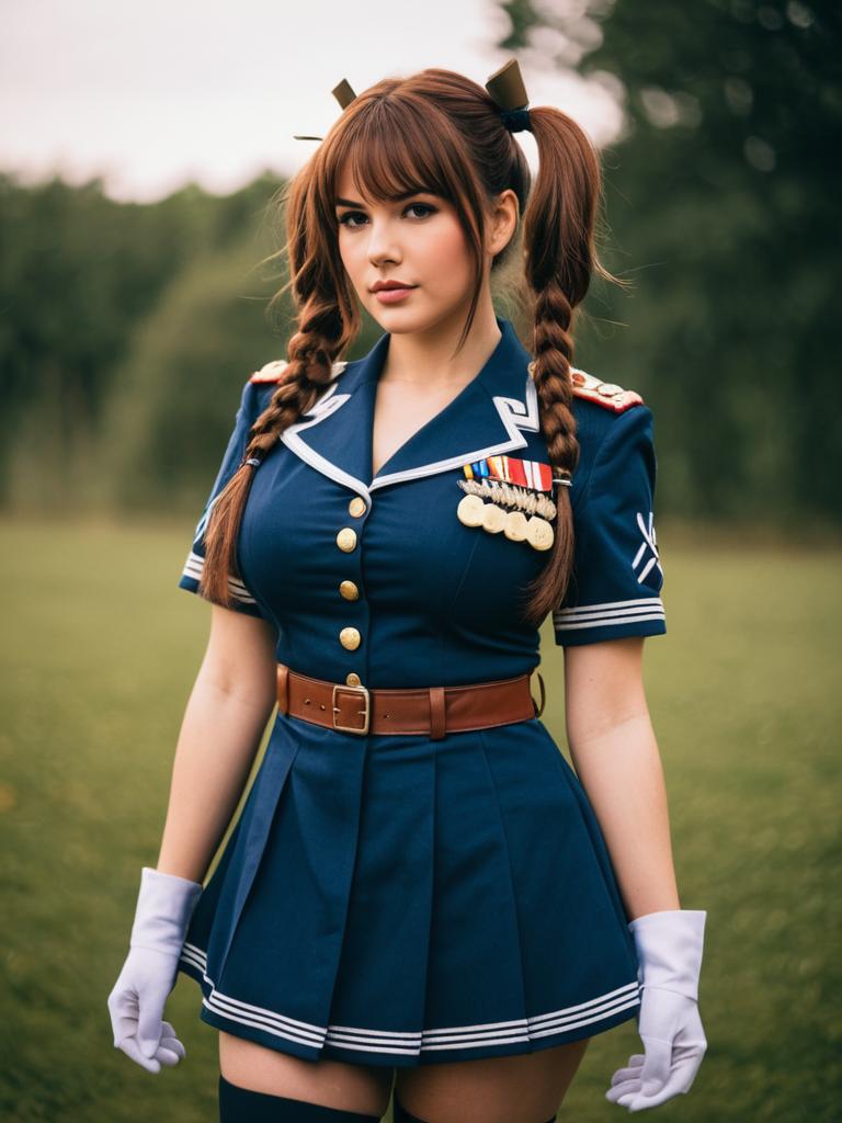 Alicia Melchiott Realistic Cosplay in Navy Military Uniform