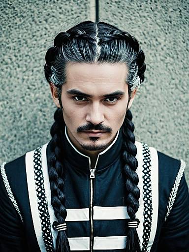 Man with Braided Hairstyle in Cosplay Costume Editorial Portrait