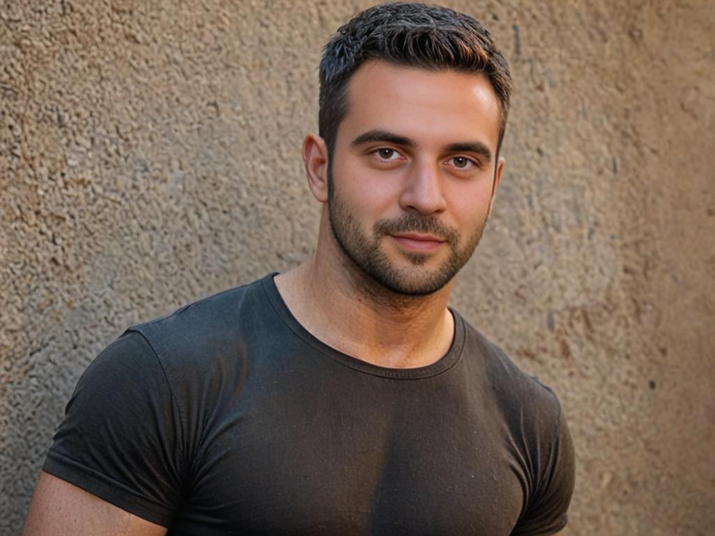 Man with Beard in Black T-Shirt