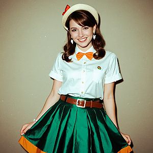 Smiling Woman in 1950s Retro Costume