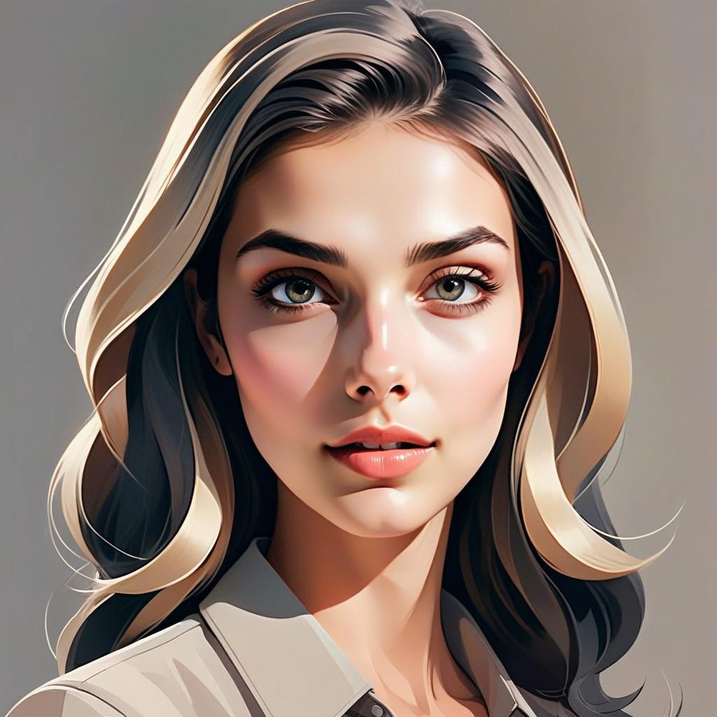 Digital Portrait of Woman with Green Eyes in Hyperrealistic Style