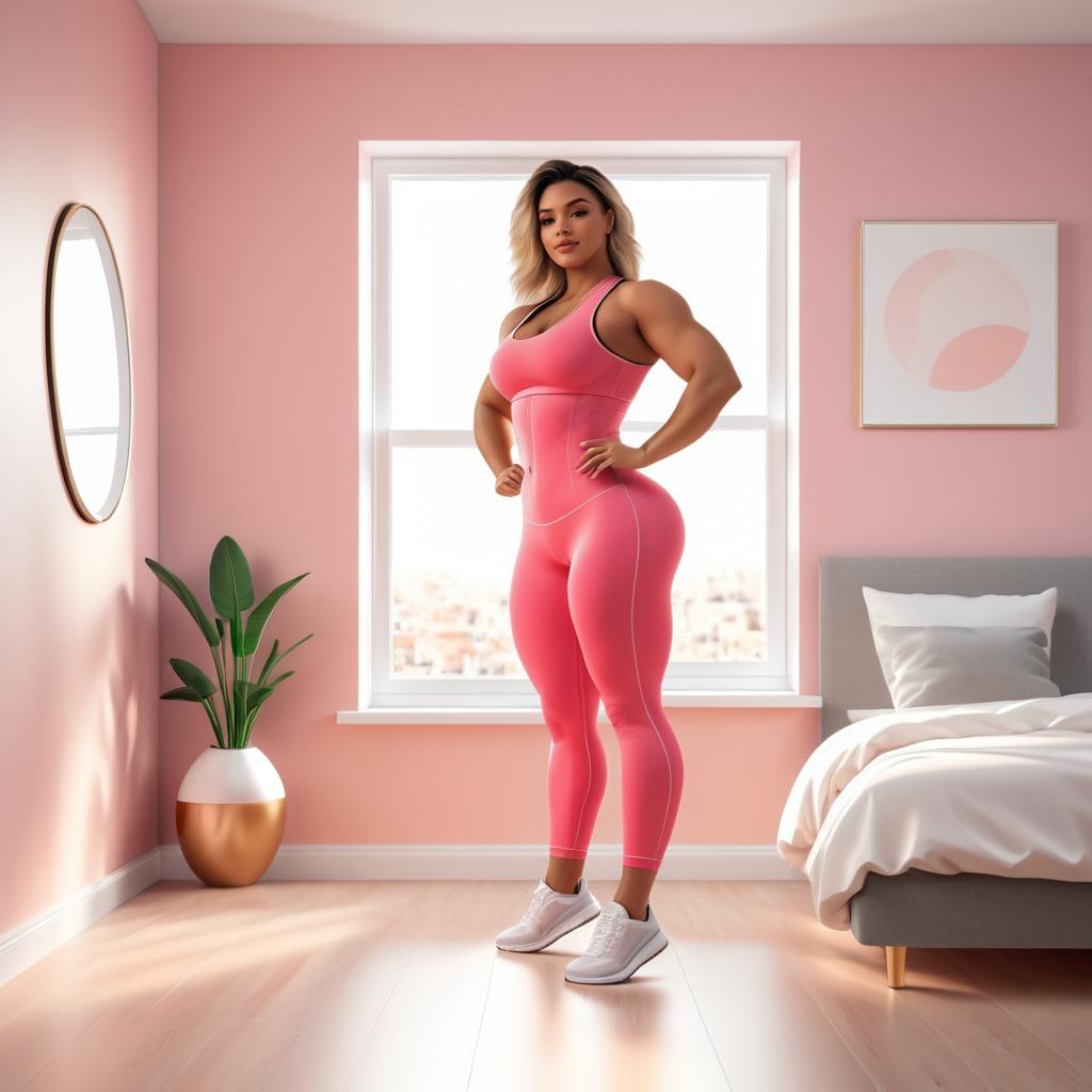 Confident Woman in Pink Workout Outfit